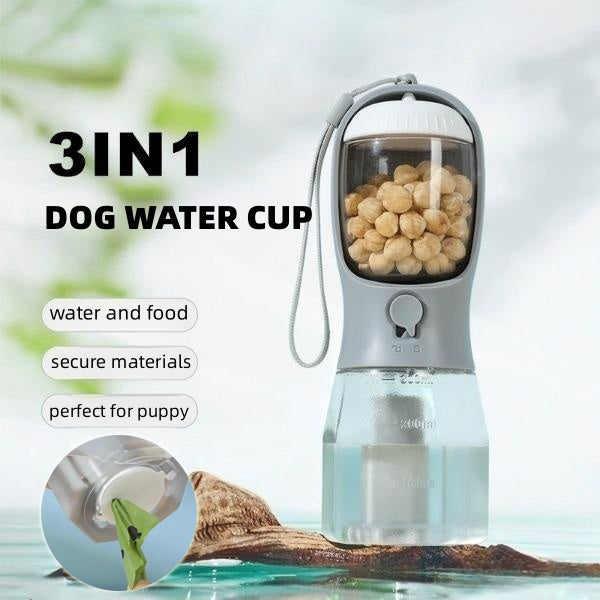 Compact 3-in-1 Portable Pet Bottle: Water, Feeder & Waste Storage - Paw Storify