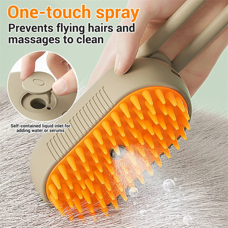 3-in-1 Steam Pet Brush: Easy Remove Hair, Massage & Groom - Paw Storify