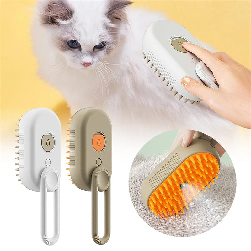 3-in-1 Steam Pet Brush: Easy Remove Hair, Massage & Groom - Paw Storify