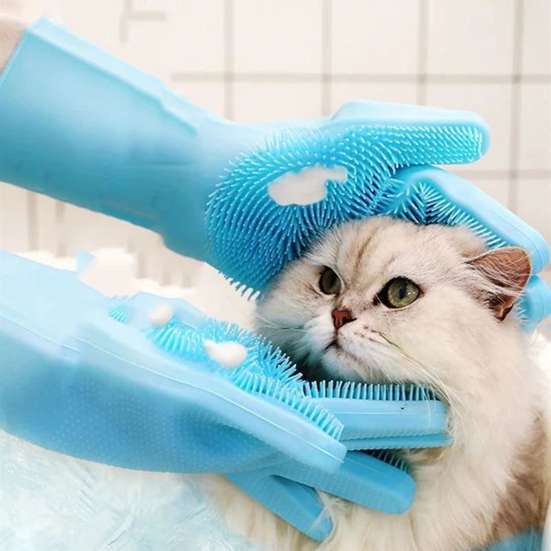 Pet Bath Silicone Gloves: Brushes & Scrub for Dogs and Cats - Paw Storify