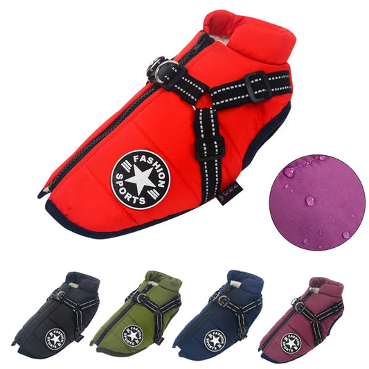 Warm Waterproof Dog Jacket with Harness - Comfortable and Durable - Paw Storify